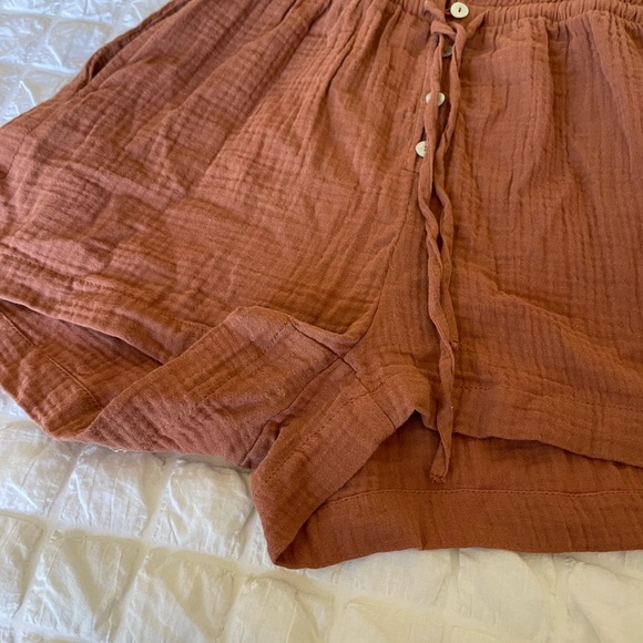 Jacks surf board gauze Rust Button-Up Romper - Picture 3 of 8